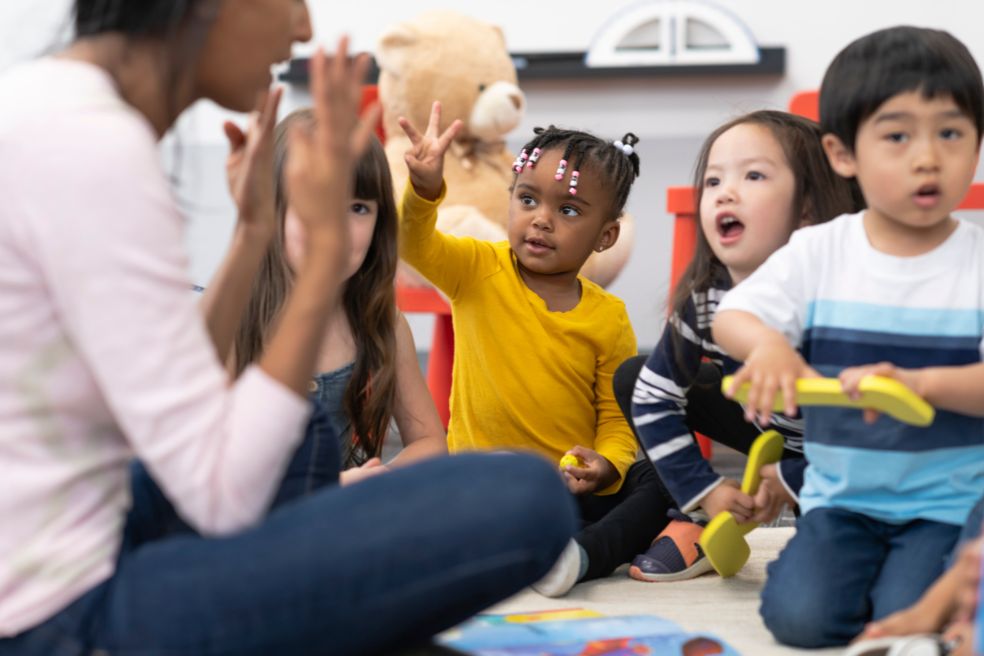 children learning basic concepts in language